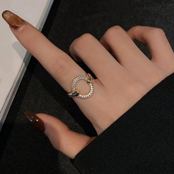 Bague Manchette Glamour en Acier Inoxydable avec Zircon Cubique