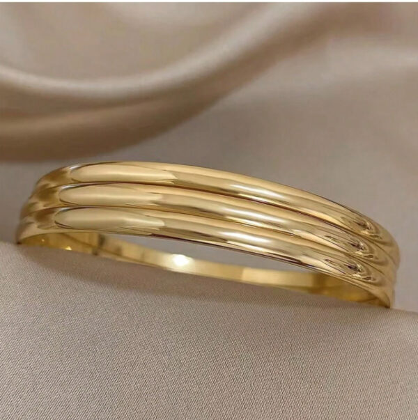 Aritio – Lot de 3 Bracelets Joncs Fermés en Acier Inoxydable Plaqué Or 18K