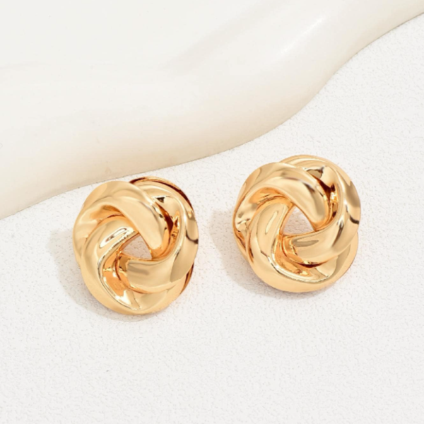 Boucles d'Oreilles Métal Fleur Ajourée – Style Gothique Punk Minimaliste – Image 3